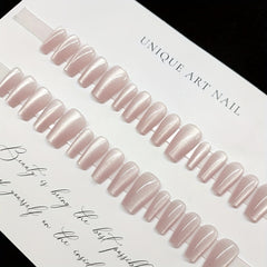30pcs Medium Coffin Ballerina Fake Nails, Cat Eye Design, Full Cover Acrylic Press On Nails for Women