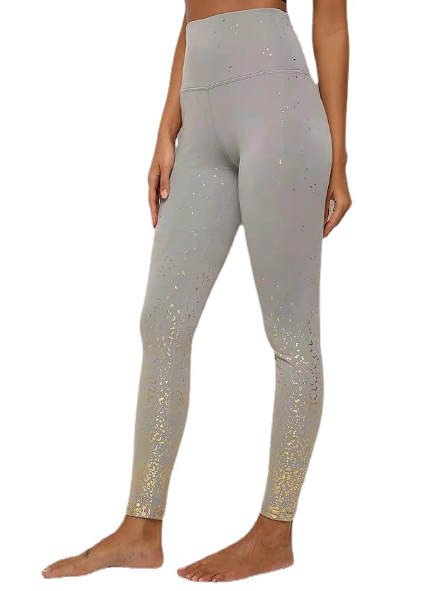 Women's Solid color High Waist Print Unique shiny Pants