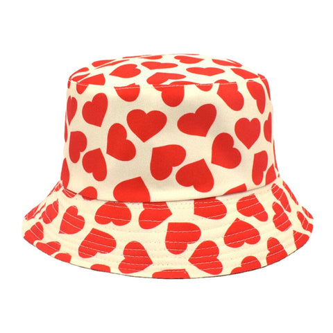 Women & Men Love Print Pattern Double-Sided Outdoor Casual Sunshade Bucket Hat