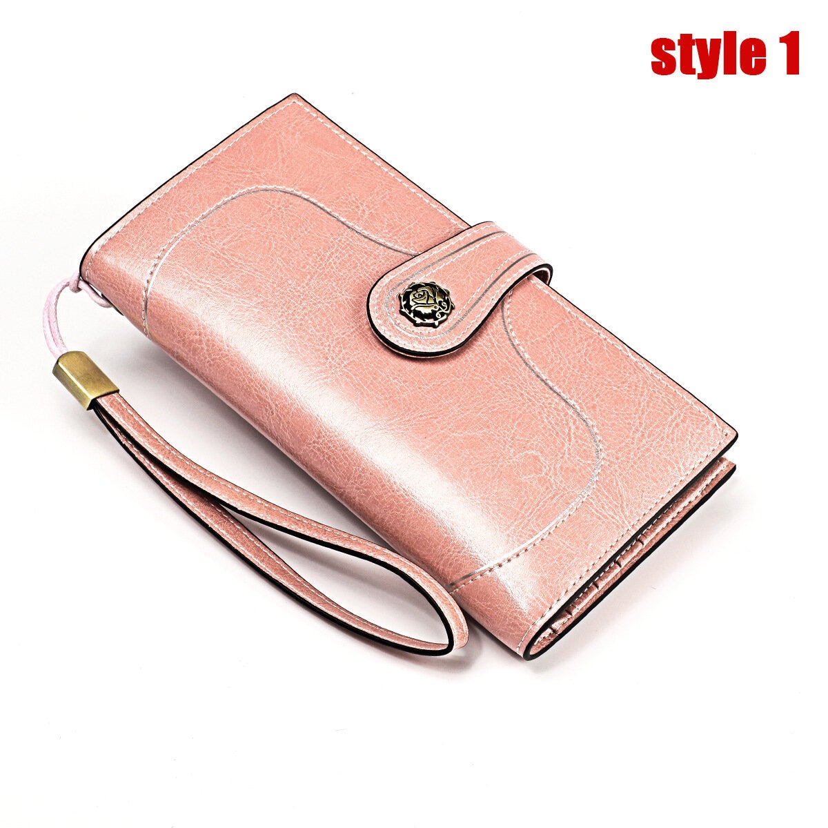 women genuine leather elegant vintage long wallet phone bag