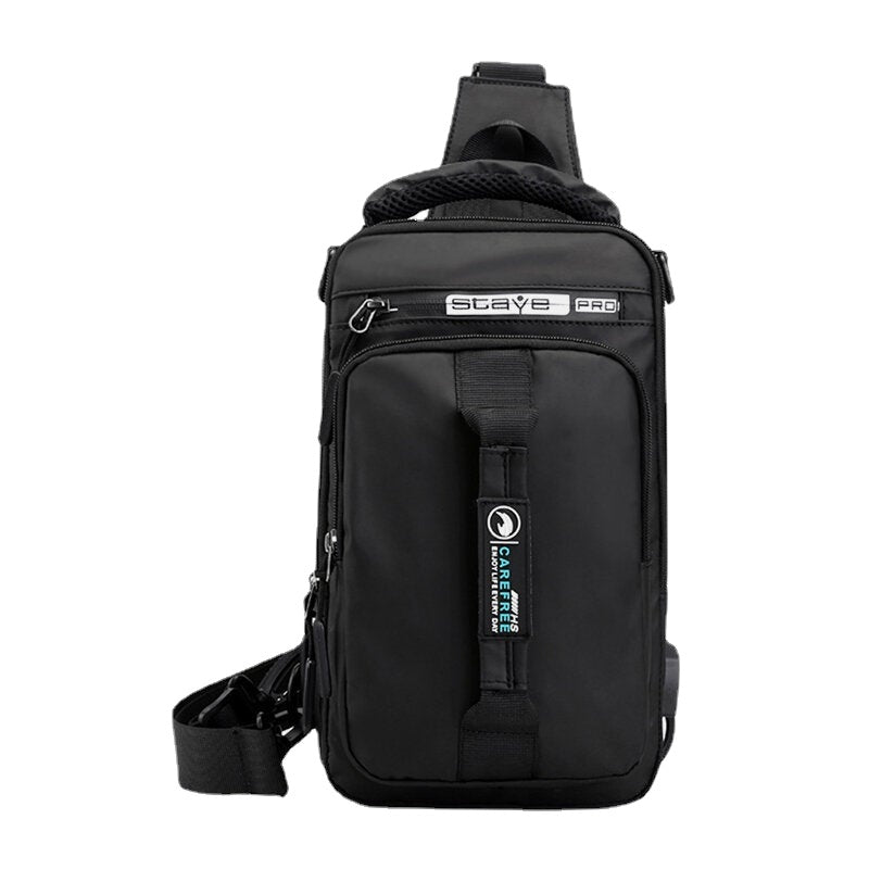 Men Waterproof Fashion Light Weight Oxfords Chest Bag Shoulder Bag With USB Charging Port For Outdoor