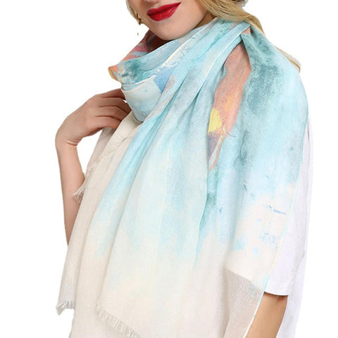 Women Colorful Butterfly Summer Scarf Fashion Printing Cotton Causal Outdoor Beach Shawl