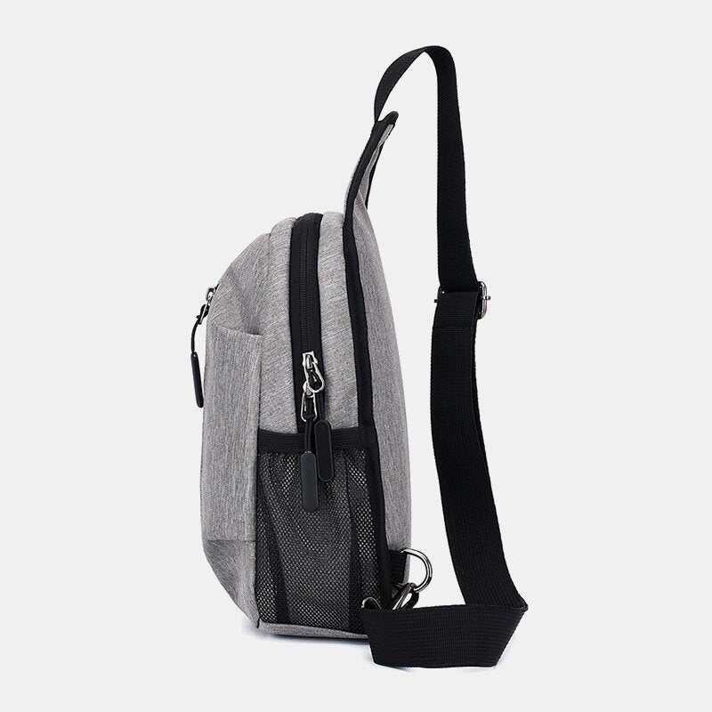 Men Side Mesh Pocket Detachable Shoulder Strap Design Chest Bag Waterproof Wear-resistant Casual 6.5 Inch Phone Crossbody