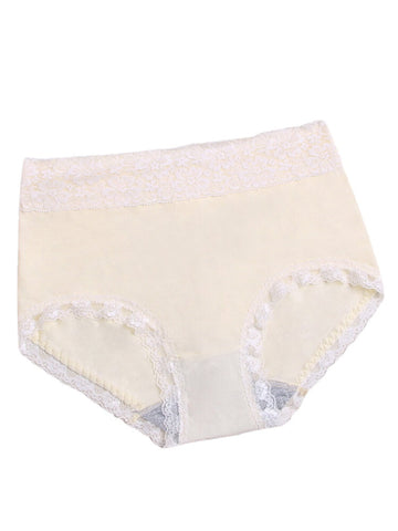 Women Plus Size Cotton High Waisted Lace Trim Full Hip Soft Breathable Comfy Panty