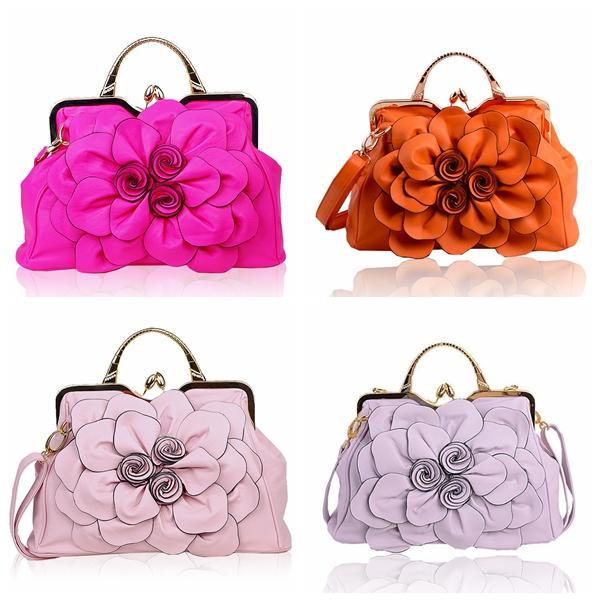 Women Elegant Handbag Rose Floral Fashion Cosmetic Bag