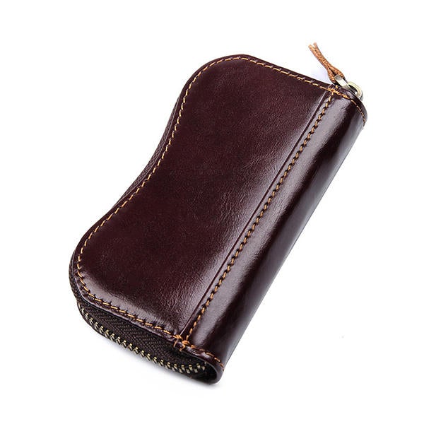 Men Oil Wax Genuine Leather 6 Key Holder Vintage Card Holder Coin Purse