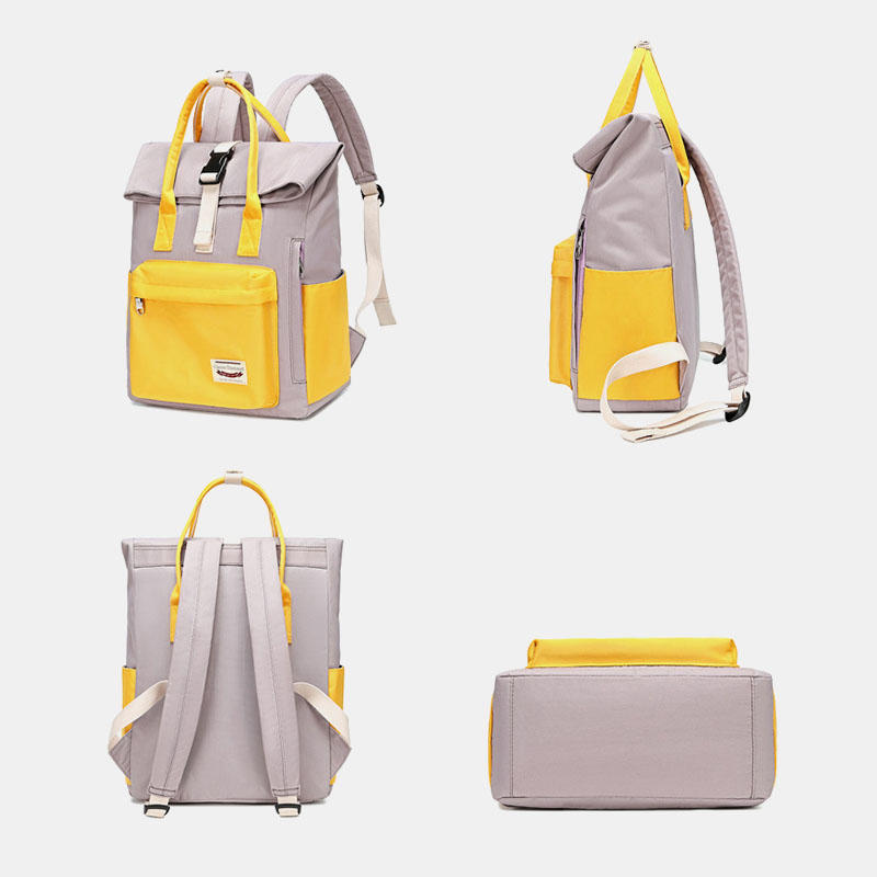Women Fashion Canvas Casual Patchwork Waterproof Light Weight Backpack