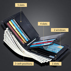 Men Genuine Leather Slim Wallet RFID Anti-theft Multi-card Slot Card Holder Coin Purse Clip Wallet