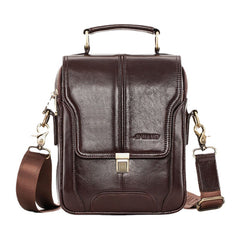 Men Vintage Cowhide Double Zipper Pocket Large Capacity Crossbody Bag Outdoor Travel Multifunction Shoulder