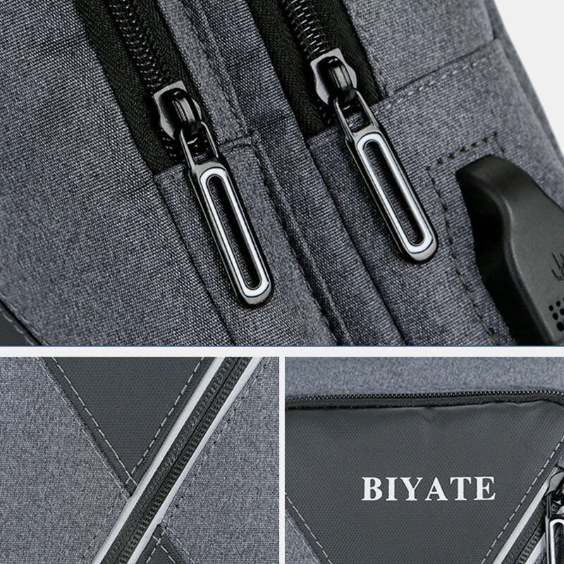 Men USB Charging Multi-pocket Chest Bag Oxford Non-slip Wear-resistant Waterproof Casual Shoulder Crossbody Bags