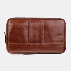 Men Genuine Leather Large Capacity Retro 6.3 Inch Phone Bag Waist Multifunction Horizontal Belt