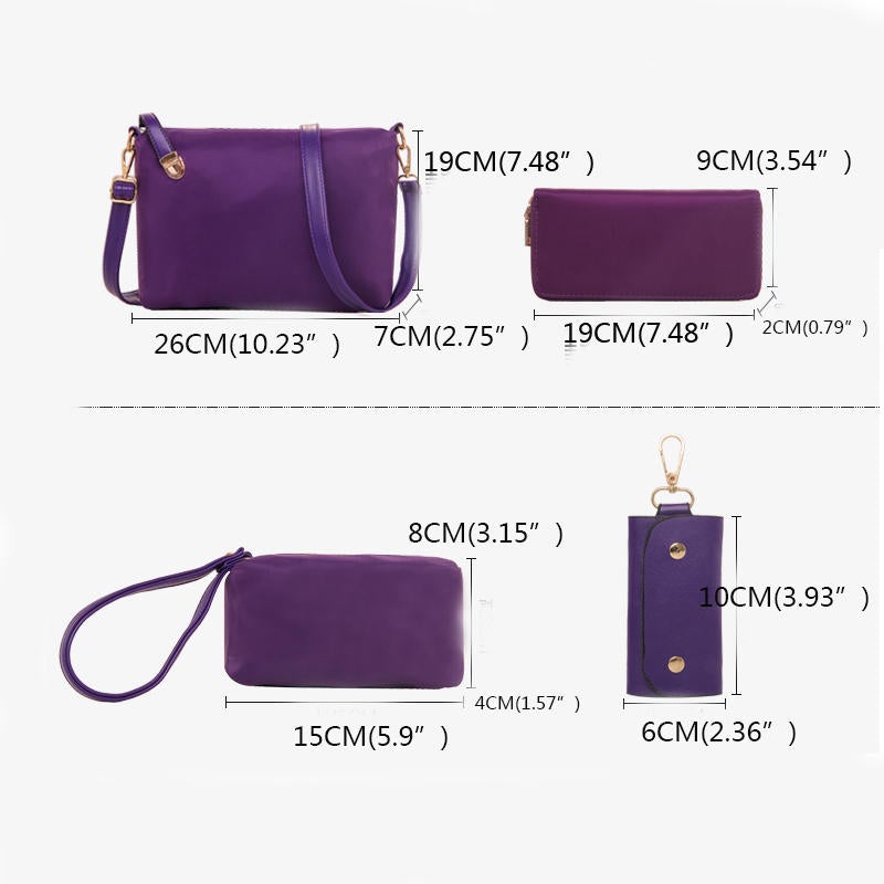 6 PCS Women Casual Nylon Handbag Shoulder Bag Clutch Bag Card Holder