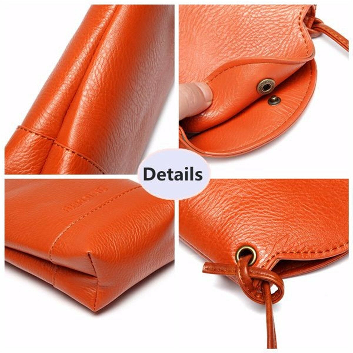 Women PU Leather Large Capacity Crossbody Solid Color 6.5 Inch Phone Shoulder Bag