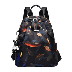 women oxford butterfly feather pattern large capacity headset hole waterproof anti theft backpack