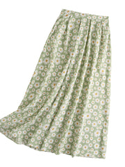 Leisure Floral Pleats Back Zipper Summer Skirts For Women