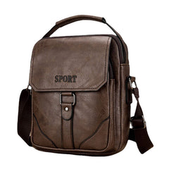 Men Vertical Large Capacity Waterproof Breathable Crossbody Bags Retro Sport Casual Soft Leather Messenger Bag Shoulder Handbag