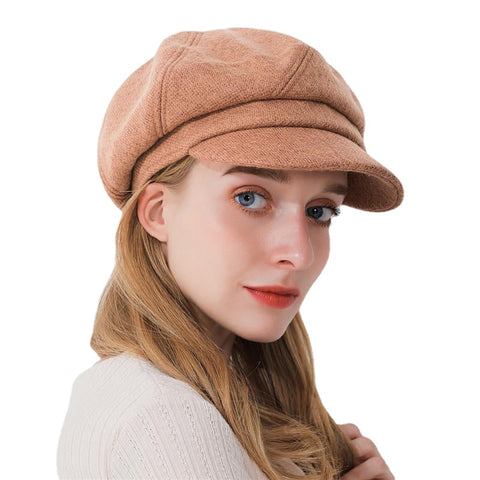 Women Fashion Cotton Plus Velvet Octagon Beret Hat Outdoor Thicken Gatsby Newsboy Caps