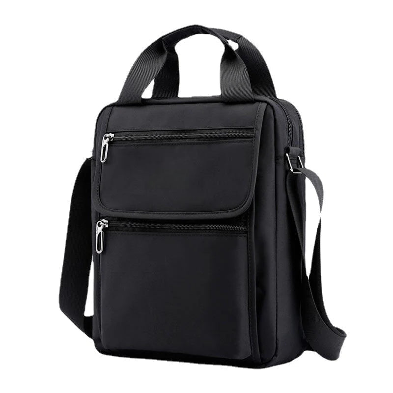 Men's Waterproof Nylon Laptop Bag - Multi-Pocket, Casual Crossbody Handbag for 12" Laptops