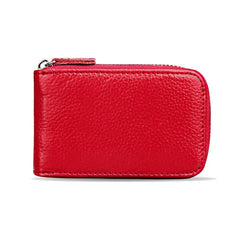 Women Genuine Leather Zipper Card Holder Long Wallet Candy Color Coin Purse