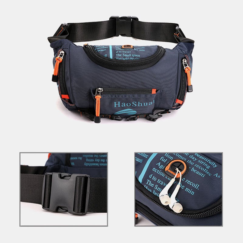 Men Waterproof Outdoor Headphone Plug Crossbody Bag Chest Sling