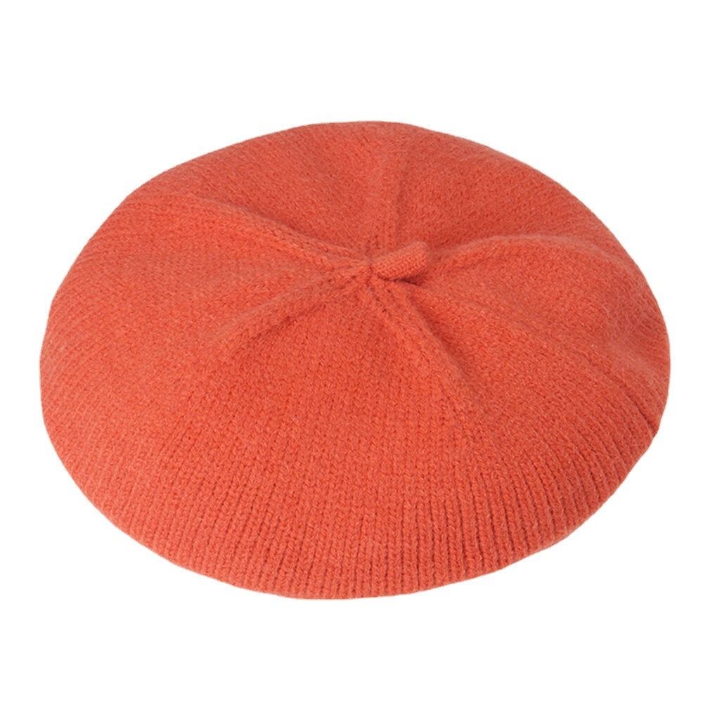 Women Woolen Solid Color Winter Warm Knitted Hat Retro Dome Elastic Sunshade Beret Cap Painter Hat