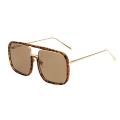 Unisex Retro Flat Mirror Square Large Frame Transparent Anti-UV Sunglasses For Woman