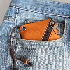 Genuine Leather Solid Zipper Coin Purse Wallet For Men Women