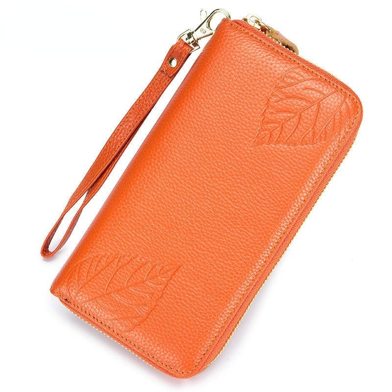 RFID Genuine Leather 6inch Phone Bag High Capacity Long Wallet Clutch Purse For Women