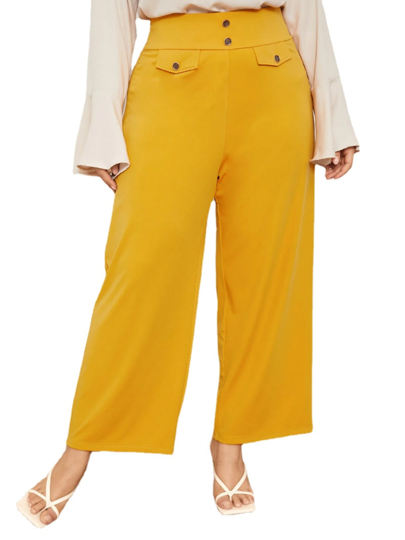 Plus Size Button Design Pants