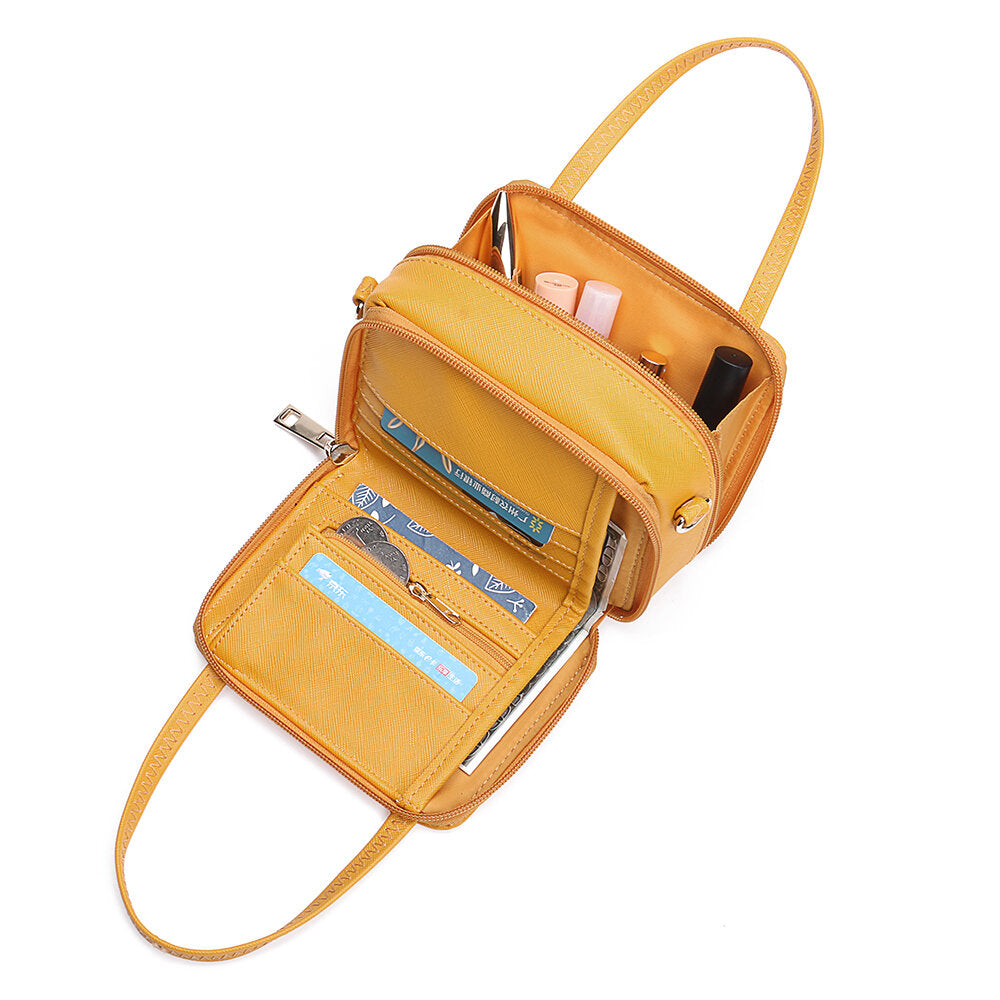 Women Square 6 Card Holders Phone Bag Lightweight Multi-Pocket Crossbody
