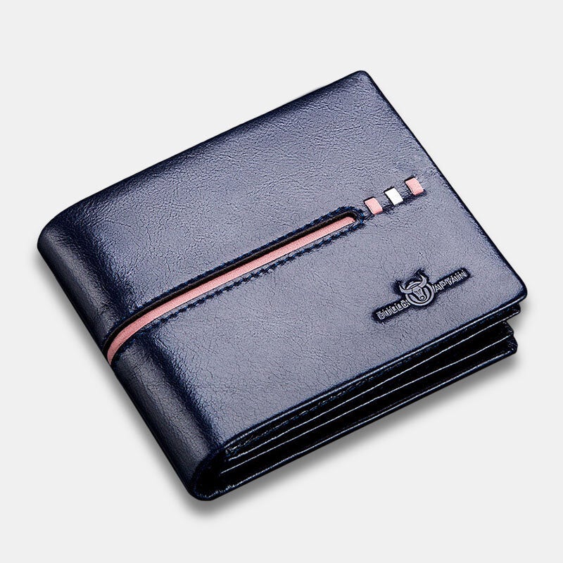 Men Genuine Leather Slim Wallet RFID Anti-theft Multi-card Slot Card Holder Coin Purse Clip Wallet