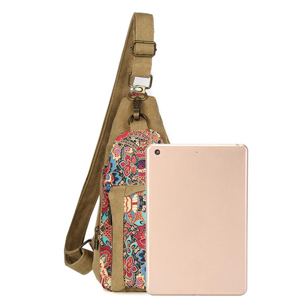 Canvas Retro National Floral Women Crossbody Bag Chest Sling