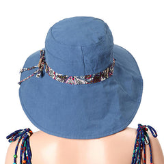 Women Sunscreen Bucket Hat Casual Anti-UV Wide Brim Double Sided Wear Beach Hat