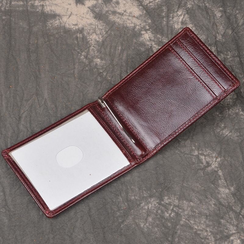 Men Genuine Leather RFID Anti-theft Antimagnetic Swipe Easy Carry Card Bag Money Clip Wallet