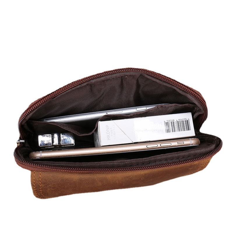 Men Genuine Leather Waterproof Large Capacity Phone Bag Cowhide Waist Packs Coin Purse