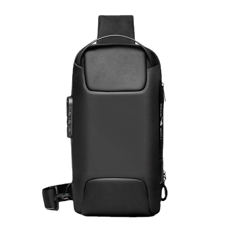 Men Oxford Password USB Charging Anti-theft Multi-Layers Waterproof Crossbody Bag Chest Bag Sling