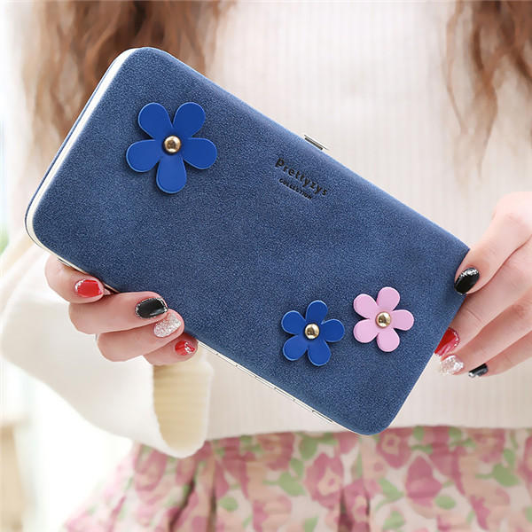 Women Flower 5.5 Inch Phone PU Wallet Case Cover Long Purse For Iphone Huawei Xiaomi