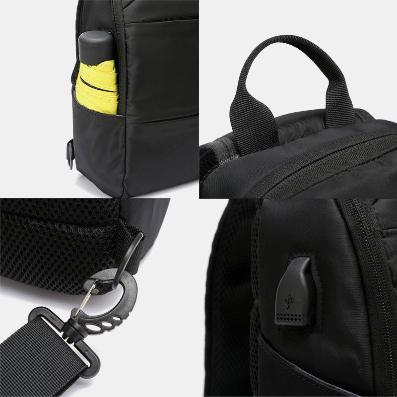 Men Oxford Large Capacity USB Charging Multi-Layers Waterproof Crossbody Bag Chest Sling