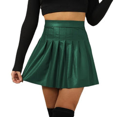 Women's Skirt Work Skirts Mini Leather claret S- 0.15-0.2KG Black Navy Blue Skirts Fall & Winter Pleated Business Office , Career
