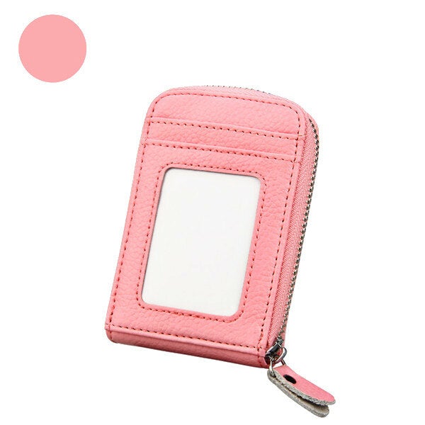 Women Genuine Leather Zipper Card Holder Long Wallet Candy Color Coin Purse