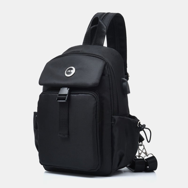 Men USB Charging Multi-carry Multi-Layers Waterproof Crossbody Bag Chest Sling Backpack