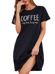 Women's T Shirt Dress Tee Dress Shift Dress Mini Dress Casual Cozy Print Letter Round Neck Home Lounge Black Pink