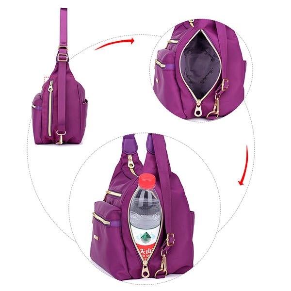 Women Multifunctional Waterproof Multi-Pocket Nylon Backpack Shoulder Handbag Travel Bag