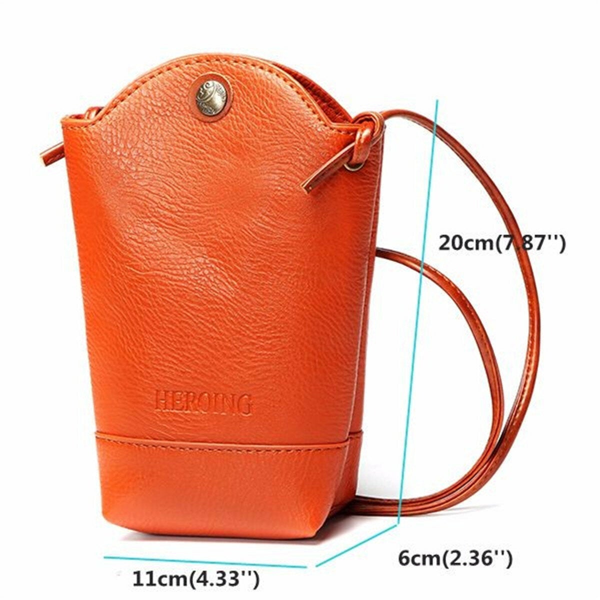 Women PU Leather Large Capacity Crossbody Solid Color 6.5 Inch Phone Shoulder Bag