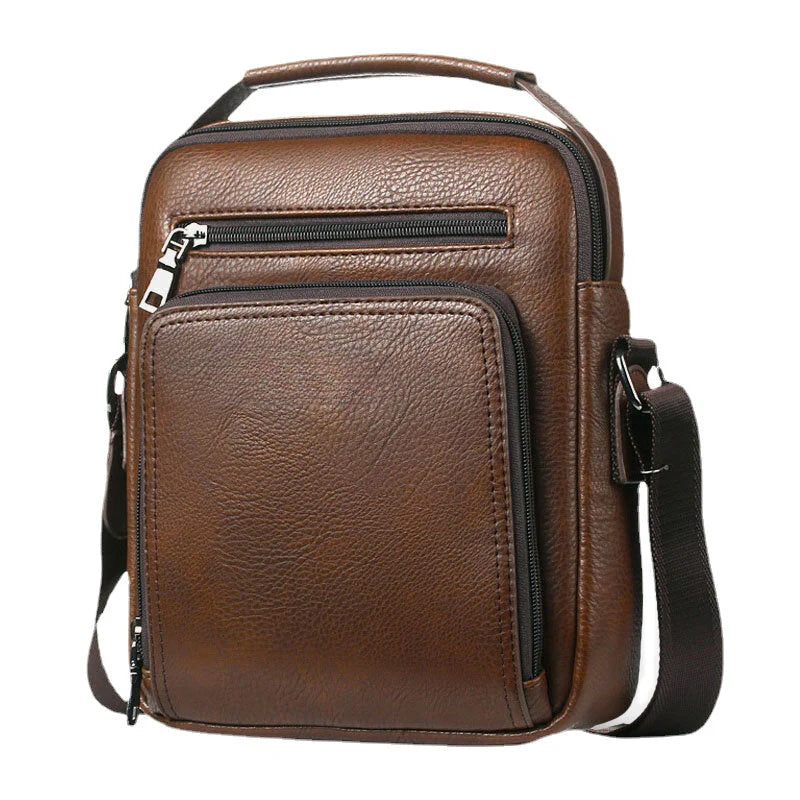 Men's PU Leather Multi-pocket Crossbody Bag - Large Capacity Teacher Bag
