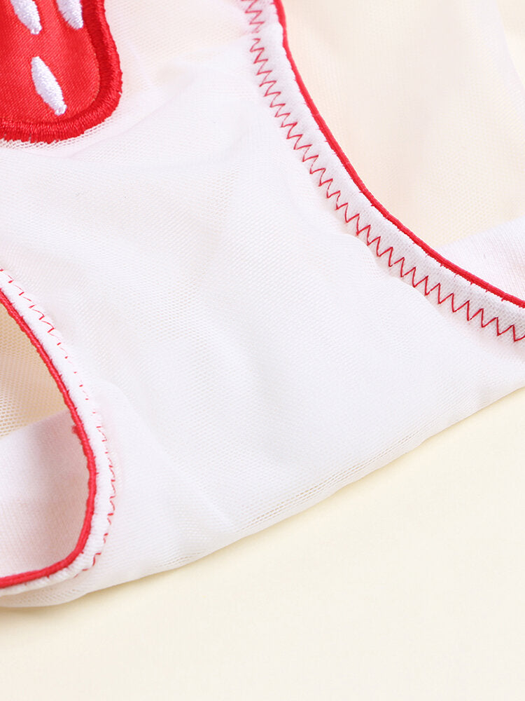 Women's Daisy Fruit Print Mesh Breathable Hip Panty