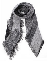 Casual Asymmetrical Women Contrast Colors Plaid Tassel Shawls Wraps