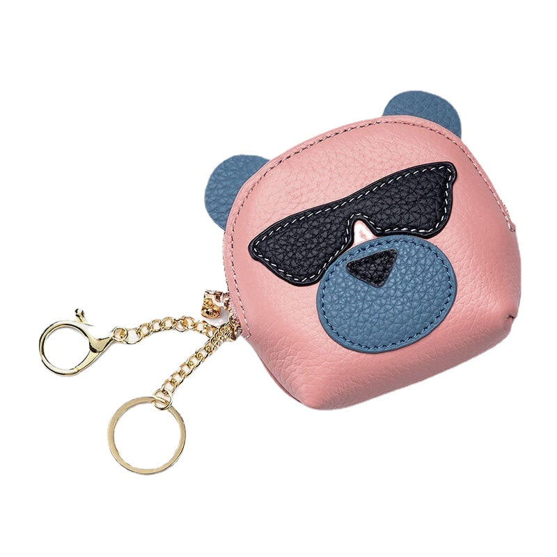 Women Genuine Leather Cute Bear Creative Mini Coin Bag Small Wallet For Card