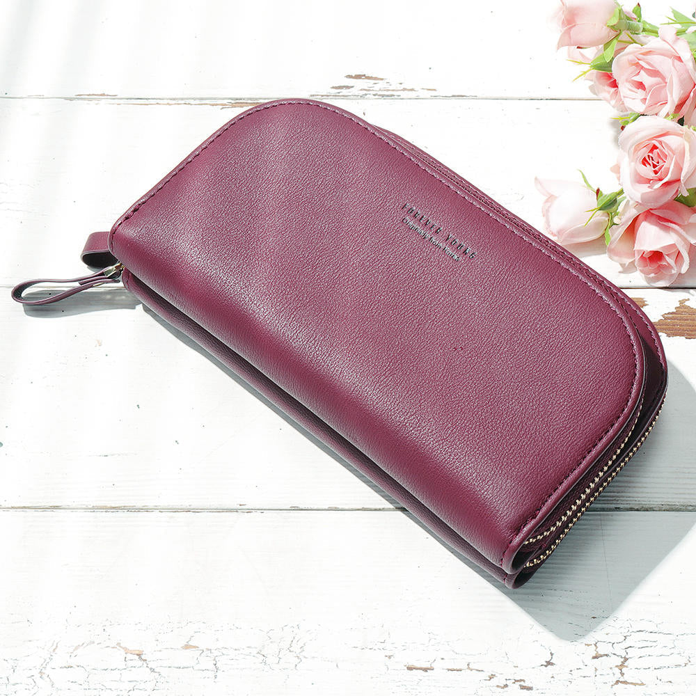 Women Solid 8 Card Slot Bag Multi-slot Phone Leisure Crossbody