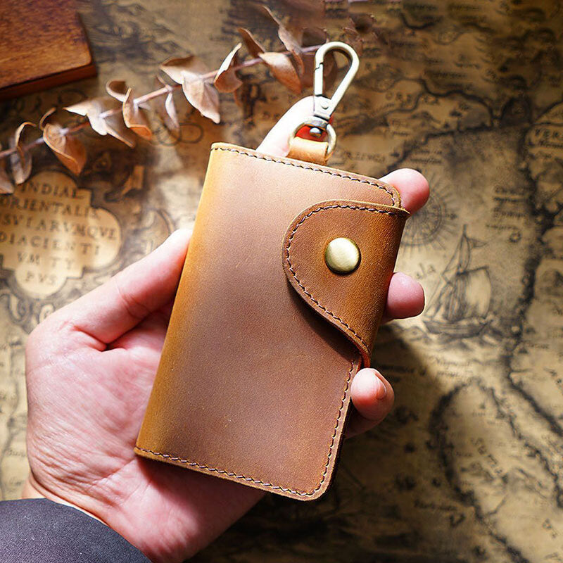 Men Genuine Leather Vintage Unisex Mulit-functional Waist Hanging Key Bag Durable Coin Purse